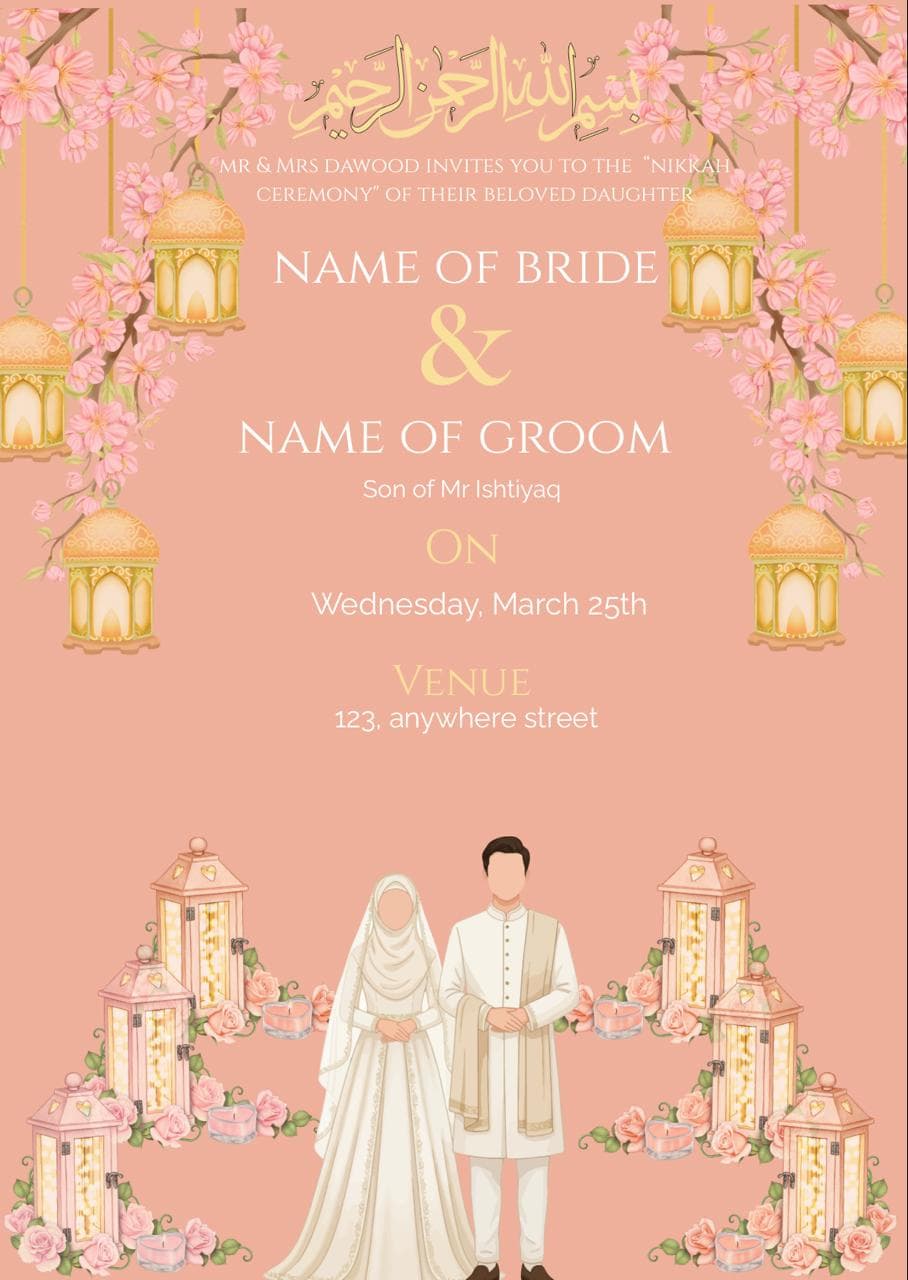 Elegant Floral Nikah Invitation Card