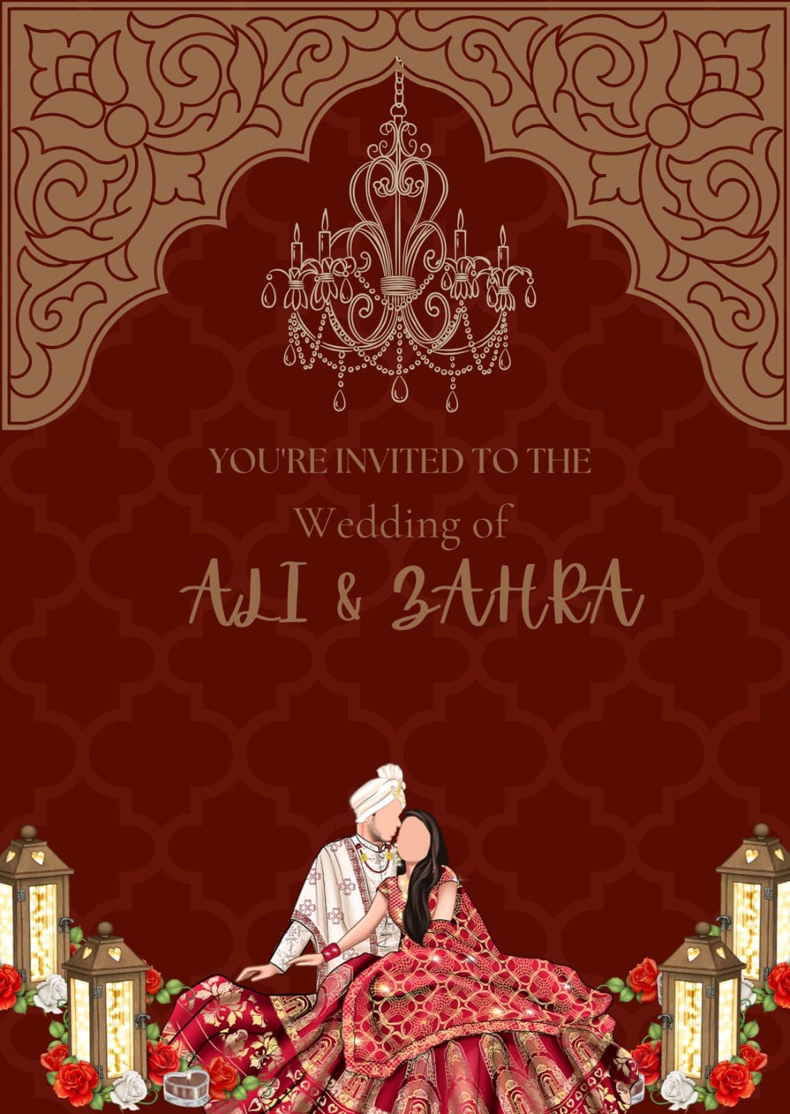 Mughal-Inspired Wedding Invitation 3 Card Combo