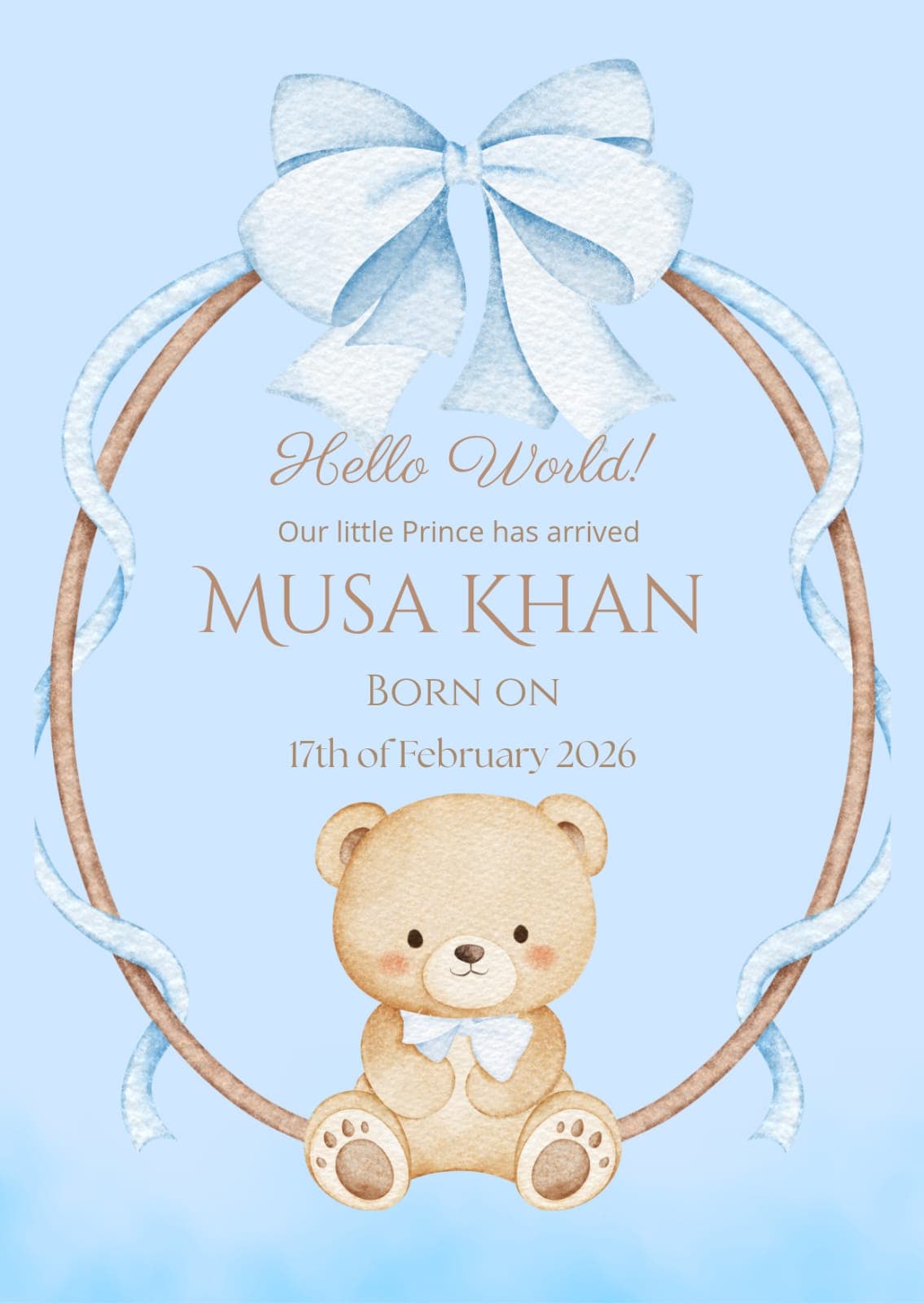 Little Prince "Hello World" Announcement Card