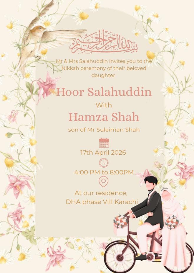 Elegant Floral Nikkah Invitation – Wedding E-Invite