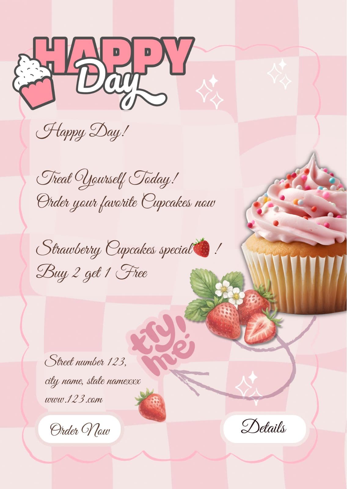 Sweet Treats Cupcake Offer Flyer – Editable Bakery Ad Template