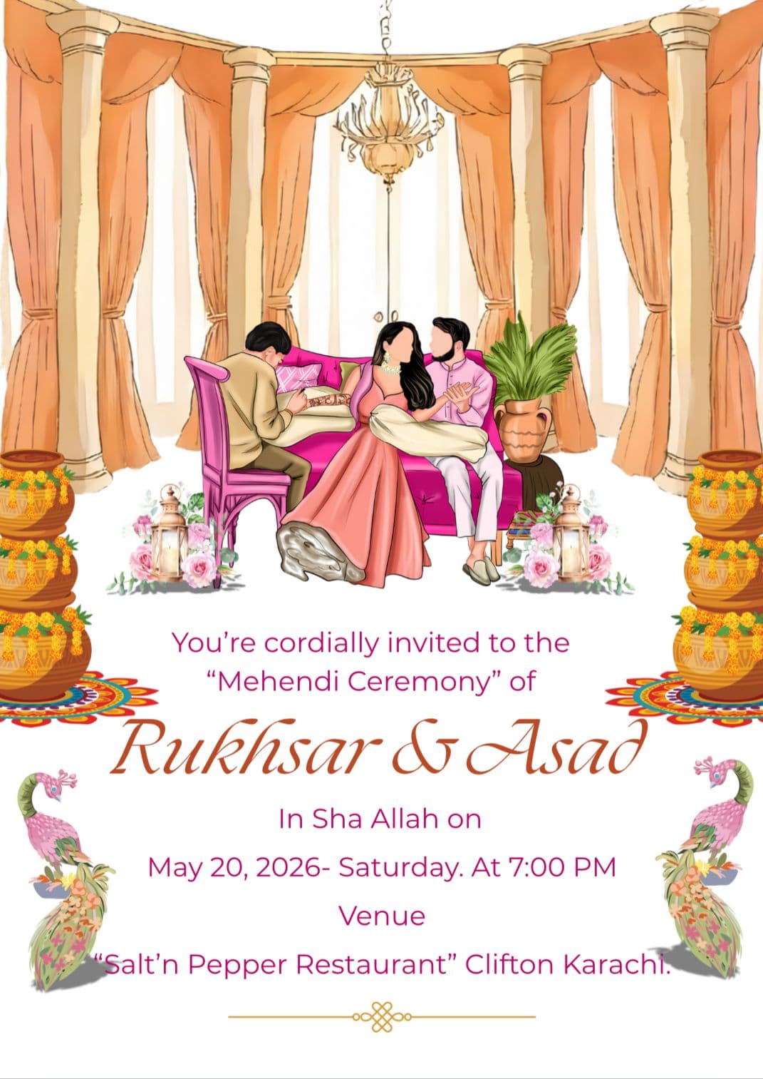 Traditional Mehendi Ceremony Invitation – South Asian Wedding Mehndi Card