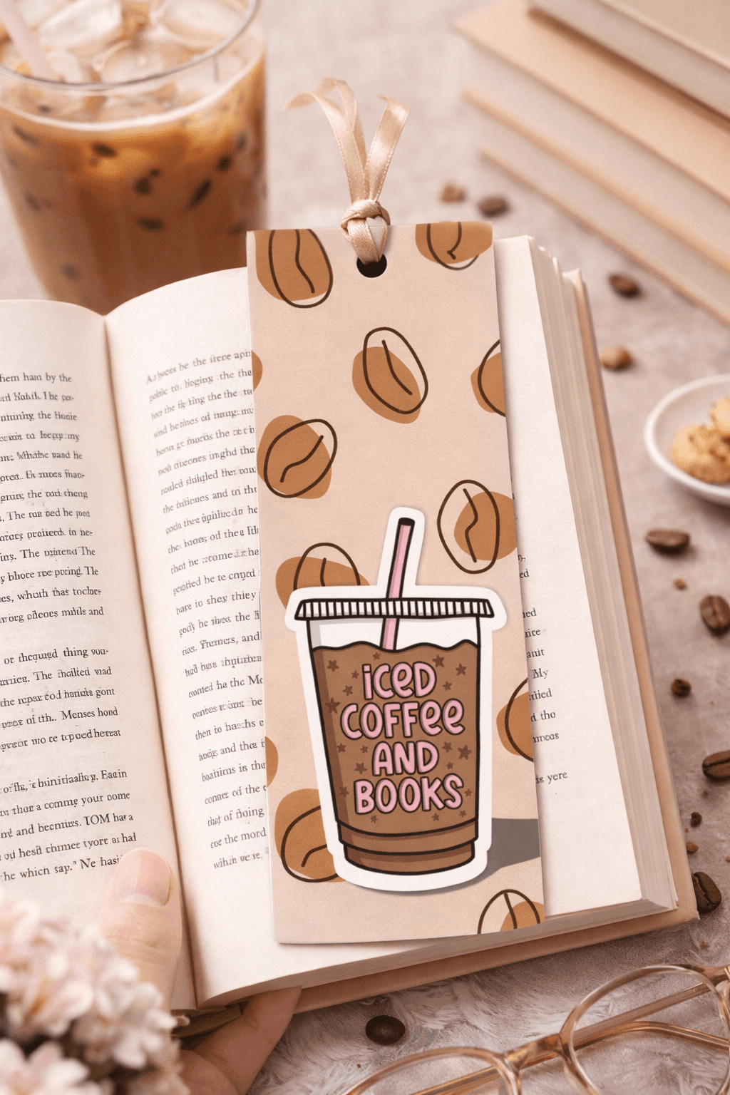 "Iced Coffee and Books" Caffeine Lover Bookmark