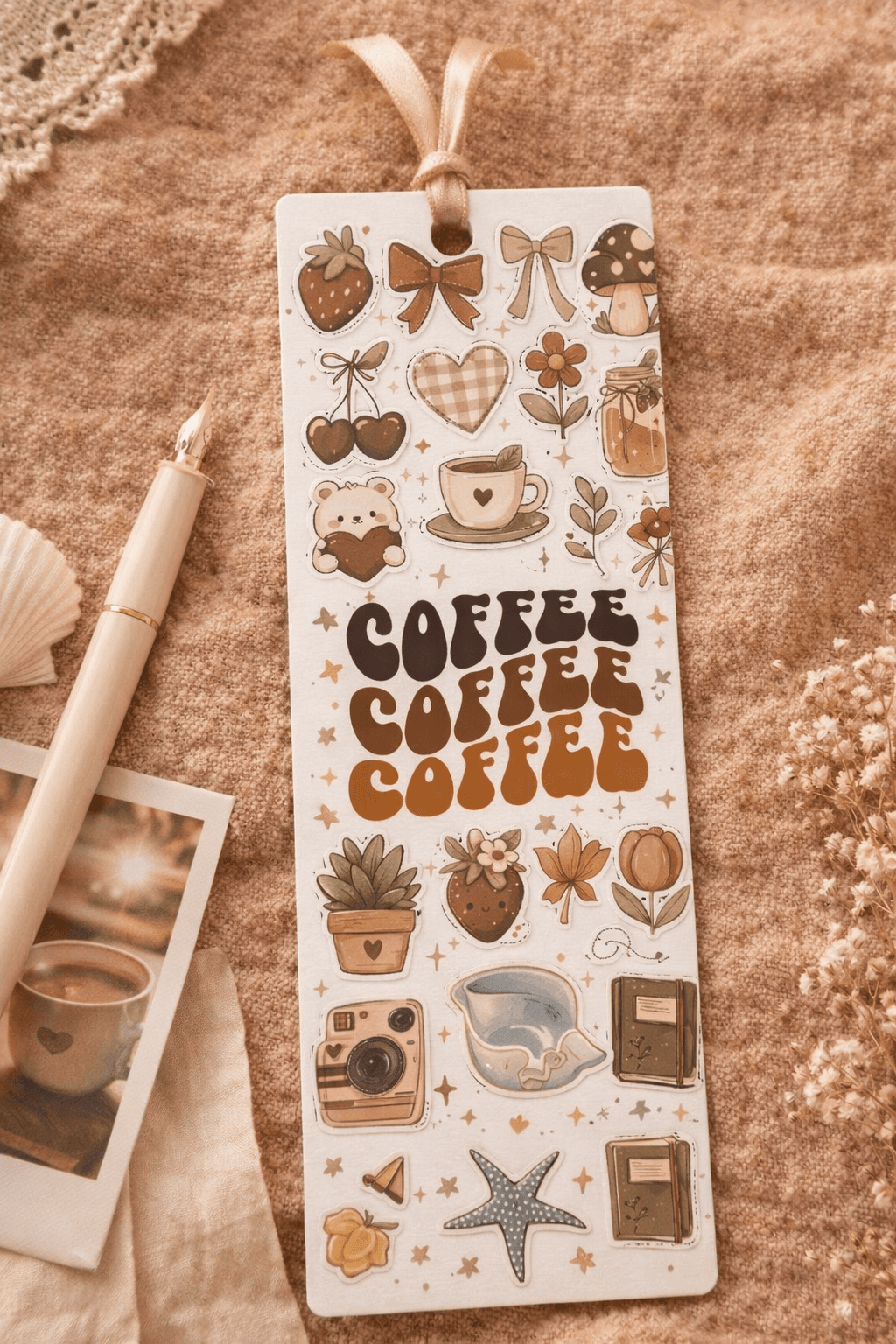 Cozy Vintage Aesthetic Sticker Pattern Bookmark