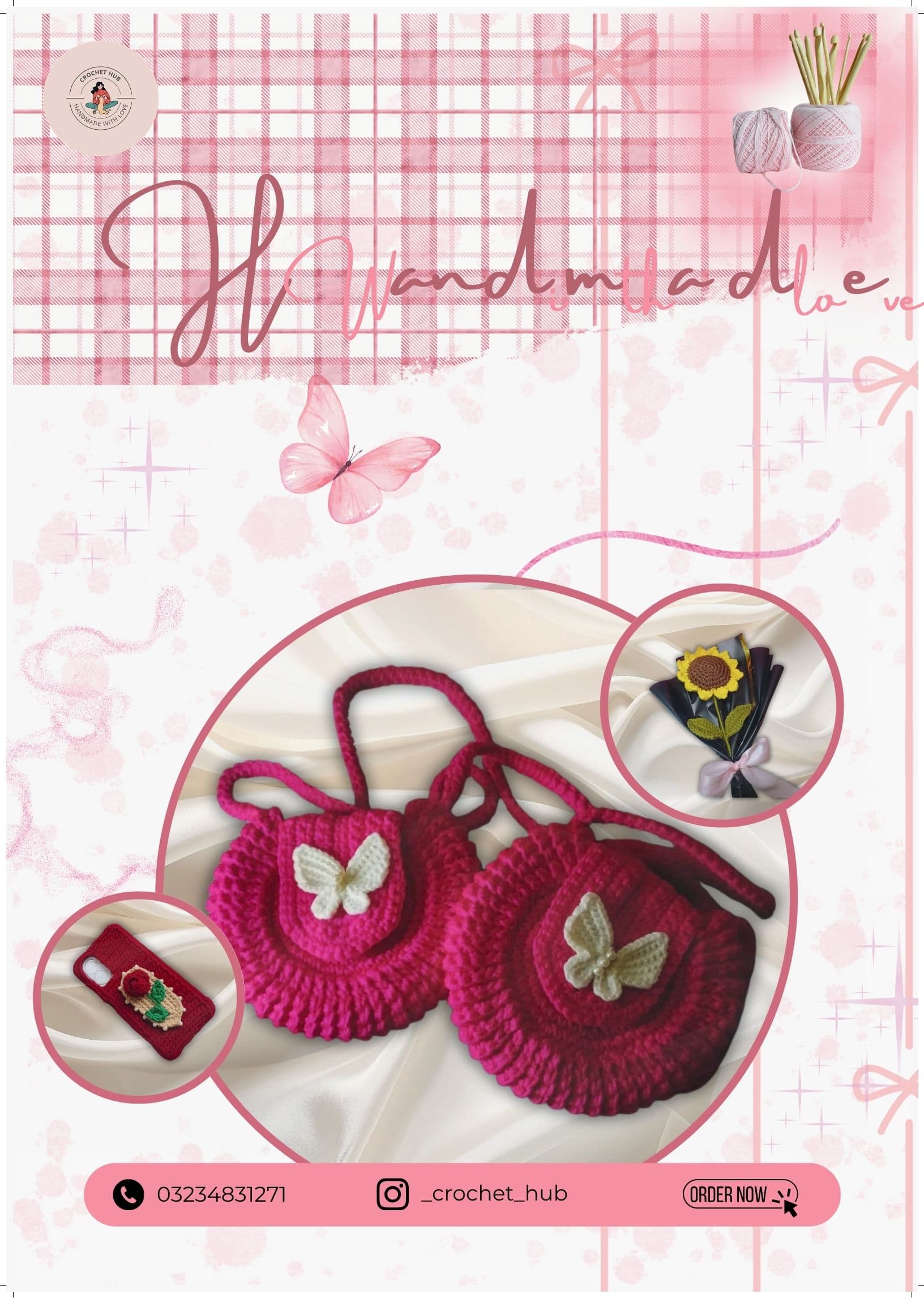 Handmade Crochet Product Promotion Poster Design